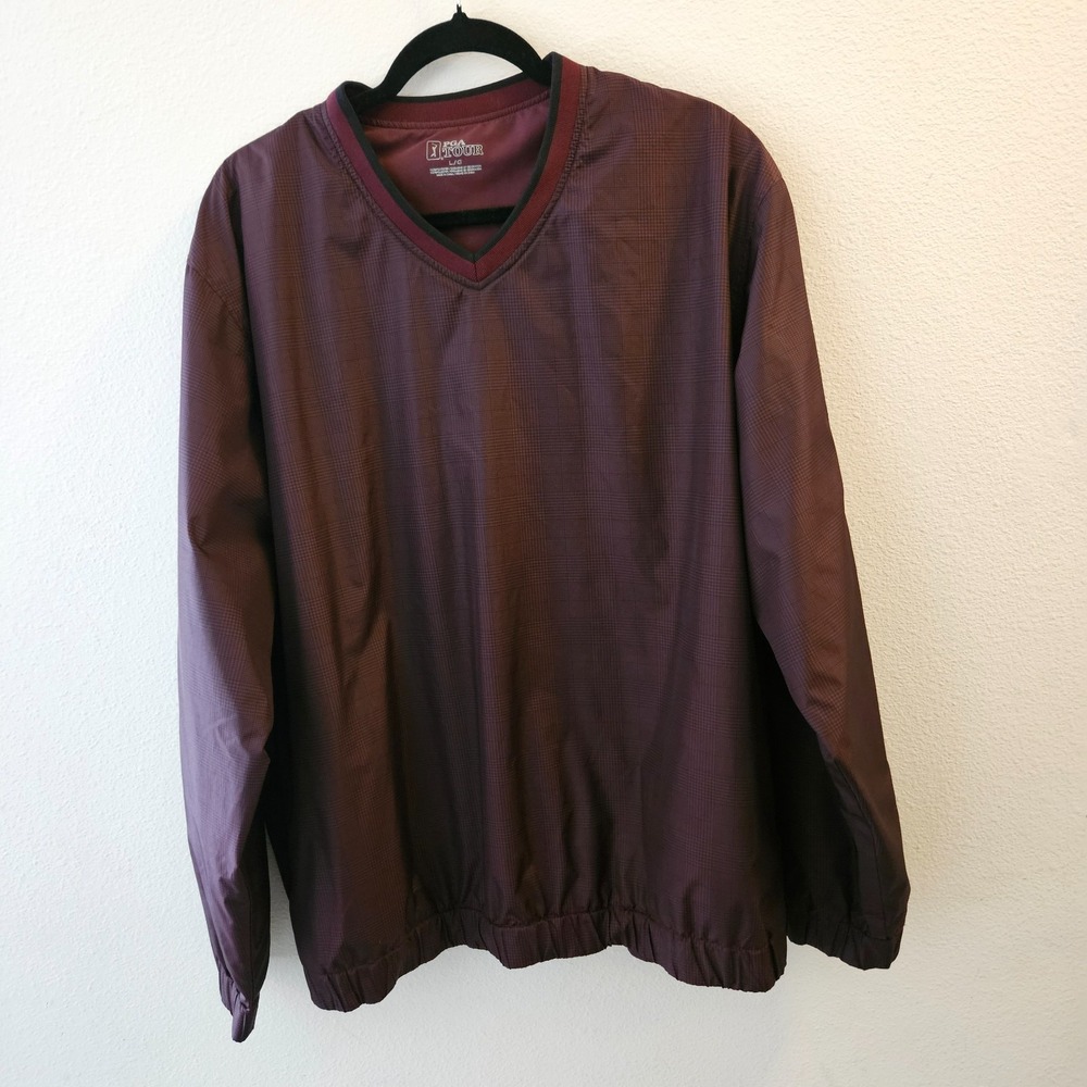 PGA Tour Pullover Windbreaker Jacket‎ Mens L  Fig Maroon